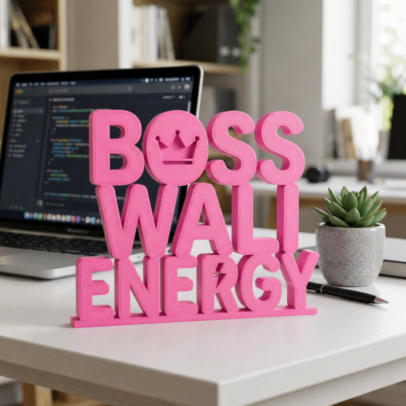 Boss Wali Energy 3D Printed Desk Sign | Office Motivational Decor Gift - Image 5