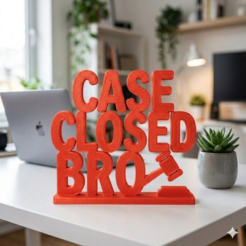 3D Printed Case Closed Bro Desk Gift | Funny Office Decor | Corporate Desk Item - Image 6