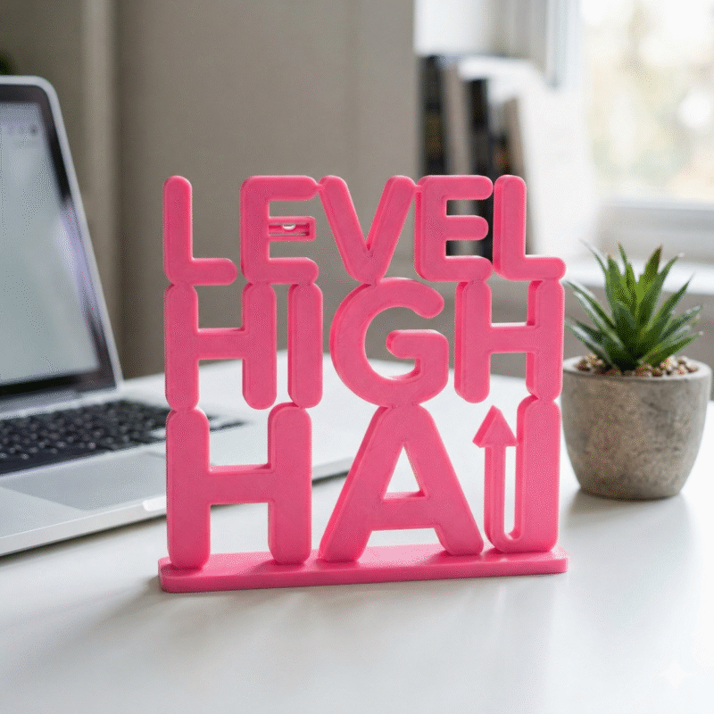 Level High Hai 3D Printed Desk Decor | Motivational Office Table Sign | Study & Workspace Gift - Image 3