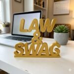 Law & Swag 3D Printed Desk Sign for Lawyer Office Decor