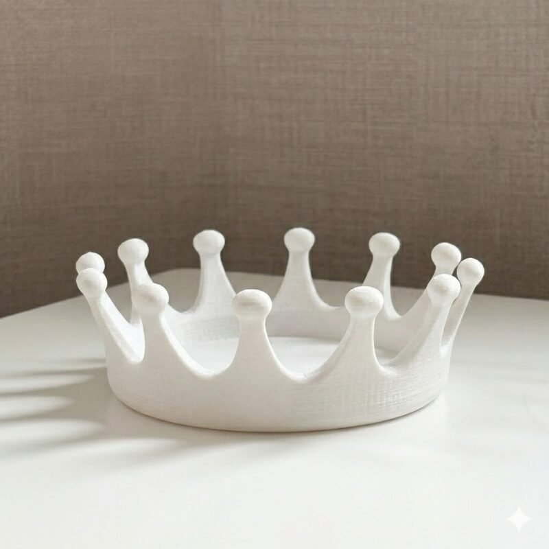 Premium Crown Ring Jewelry Tray | Matte 3D Printed Organizer for Rings, Earrings & Chains | Royal Design Space Saving Holder for Dressing Table, Home Decor & Gift (White Color) - Image 2