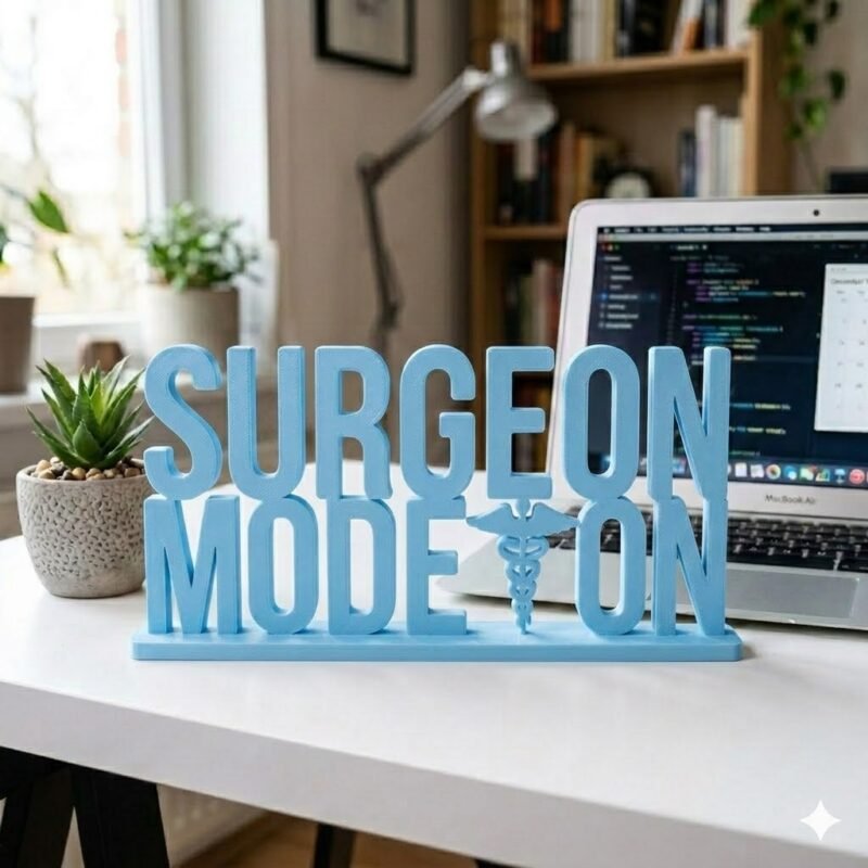 Surgeon Mode On 3D Printed Name Plate for Doctors | Clinic Desk Decor & Surgeon Gift - Image 3