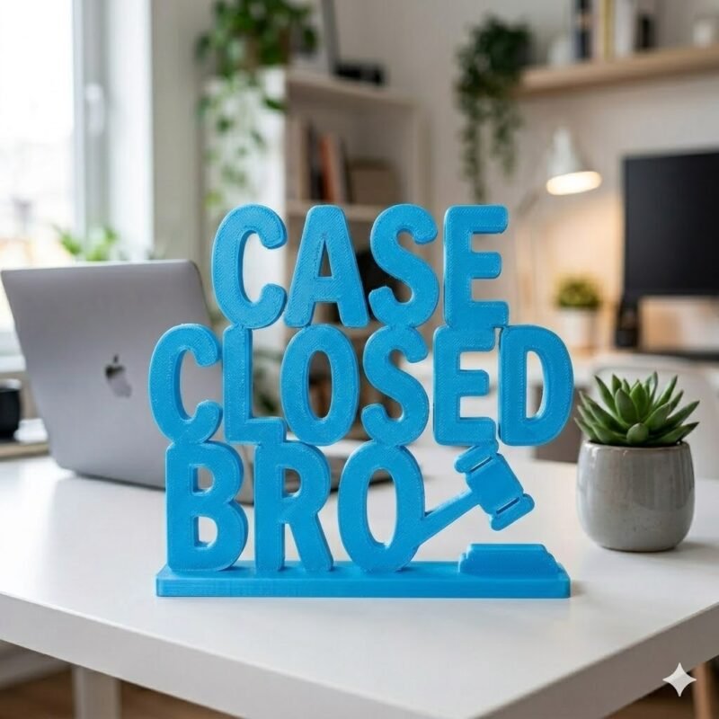 3D Printed Case Closed Bro Desk Gift | Funny Office Decor | Corporate Desk Item - Image 5