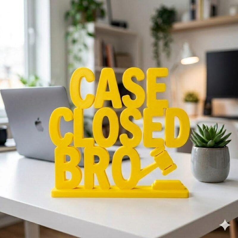 3D Printed Case Closed Bro Desk Gift | Funny Office Decor | Corporate Desk Item - Image 4