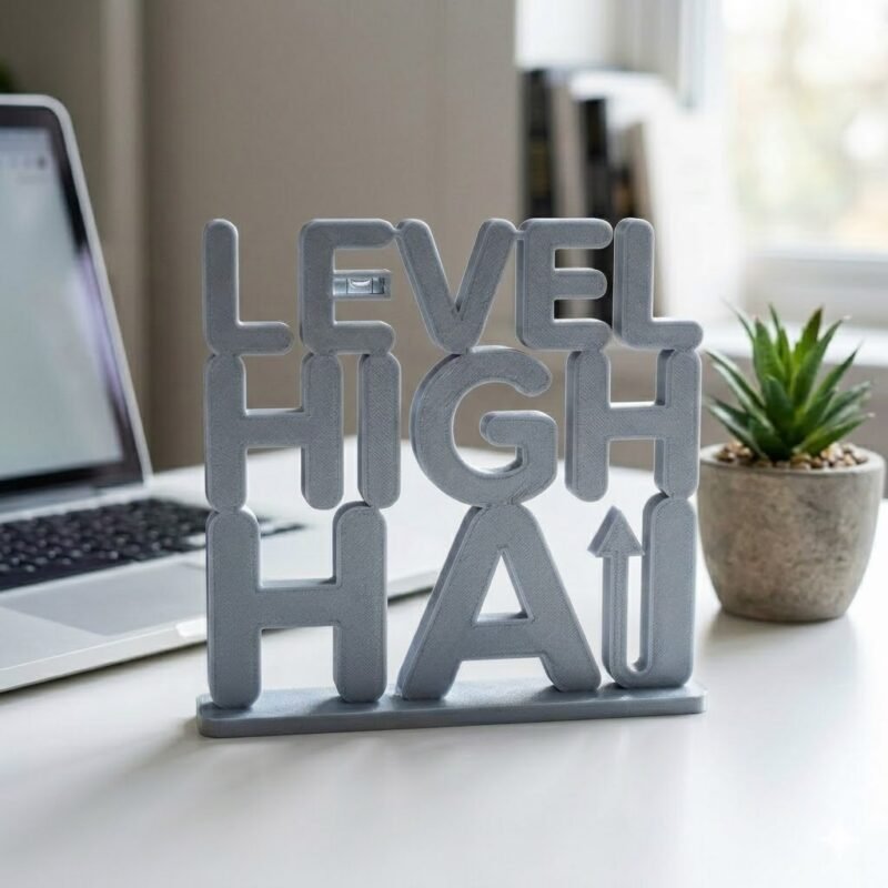 Level High Hai 3D Printed Desk Decor | Motivational Office Table Sign | Study & Workspace Gift - Image 7