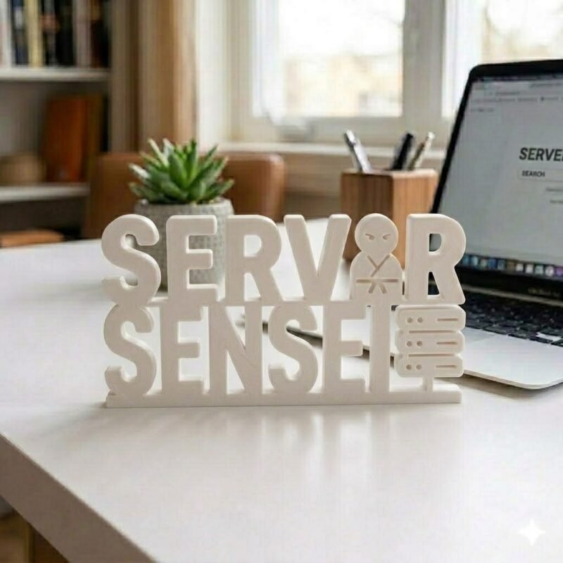 Server Sensei 3D Printed Desk Sign for IT Professionals | Developer Gift - Image 3