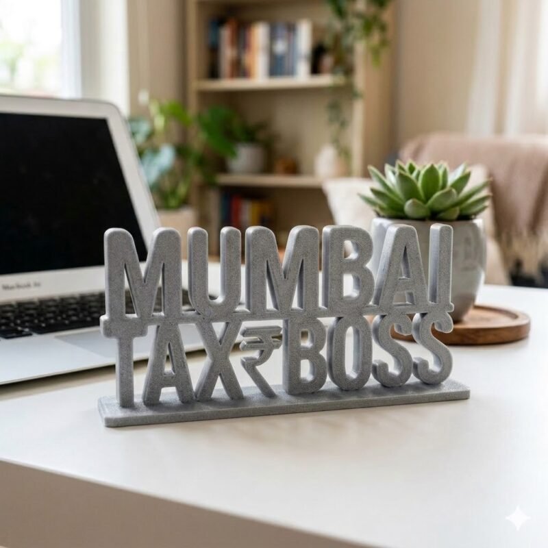 Mumbai Tax Boss 3D Printed Desk Name Plate for CA Office, Tax Consultant Gift, Professional Desk Decor India - Image 6