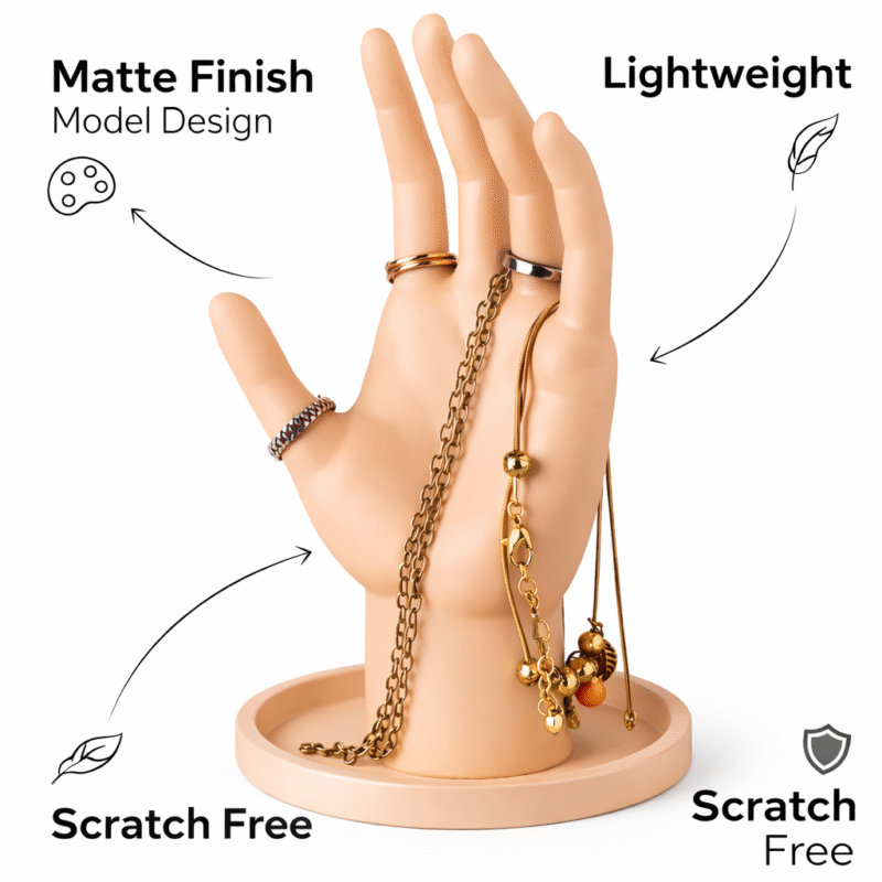 Loop Mannequin Hand Finger Jewellery Display Stand, Ring Bracelet Chain Holder, 3D Printed Jewelry Organizer, Necklace Display Stand, Desk Jewelry Holder, Retail Shop Counter Display, Minimalist Hand Stand(Skin Color) - Image 2