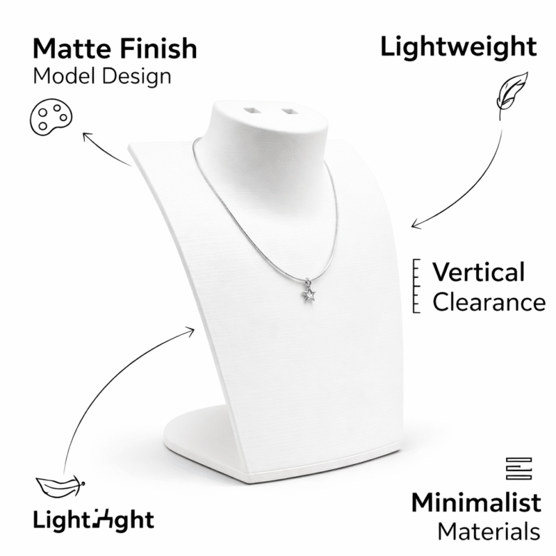 Loop Group Premium Jewelry Necklace Stand, Necklace Pendant Chain Holder, Earring Display Stand, 3D Printed Jewelry Organizer for Shop Counter Dressing Table(White Color) - Image 2