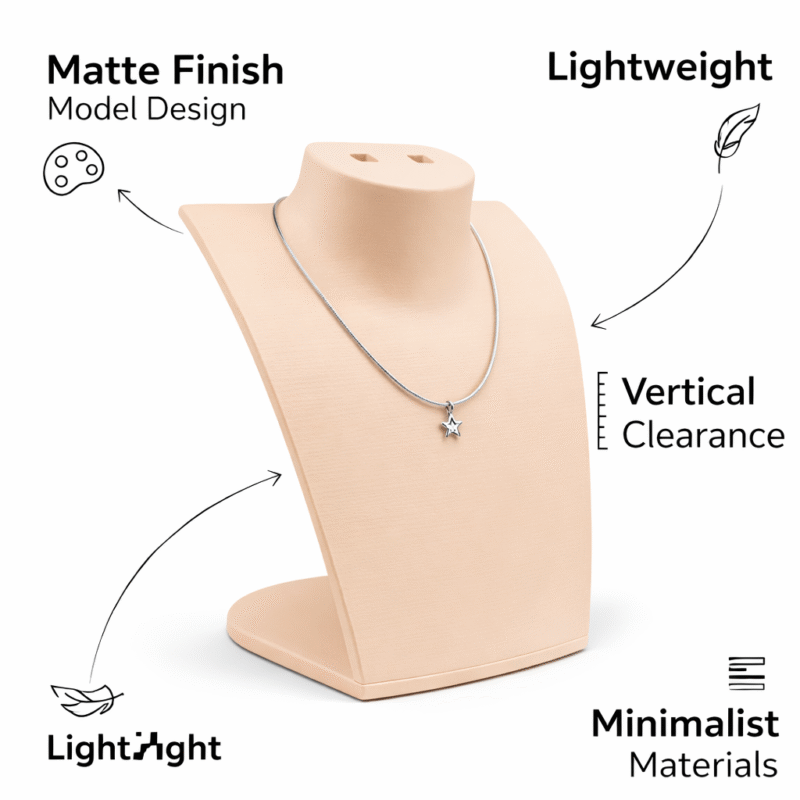 Loop Group Premium Jewelry Necklace Stand, Jewellery Display Mannequin, Necklace Pendant Chain Holder, Earring Display Stand, 3D Printed Jewelry Organizer for Shop Counter(Skin Color)Dressing Table(Skin Color) - Image 3