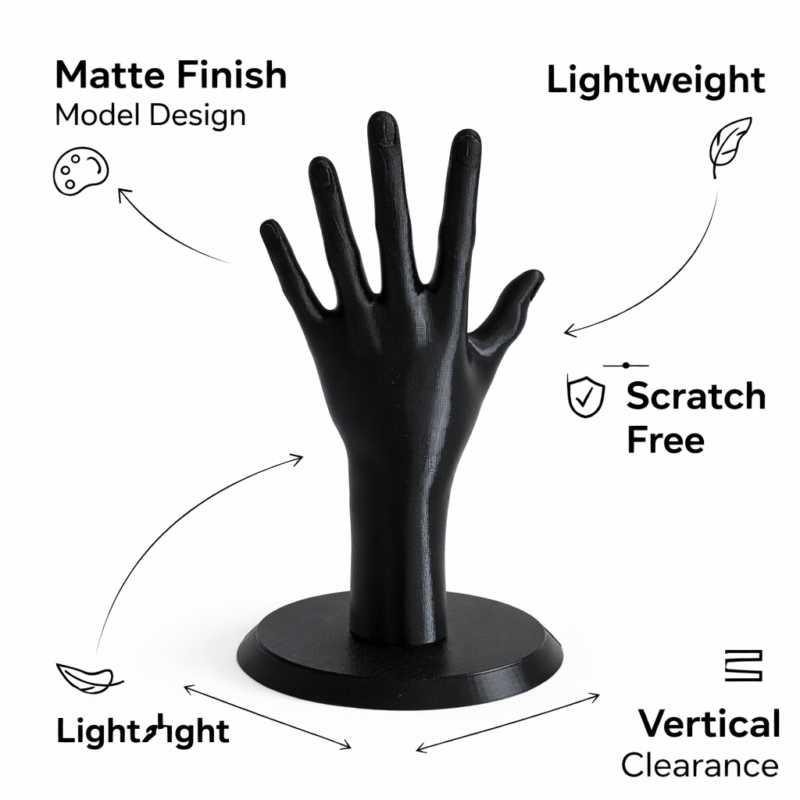 Black Mannequin Hand Display Stand for Jewelry, Female Hand Ring Holder, Bracelet Necklace Display Stand, 3D Printed Hand Form Jewelry Organizer for Shop Counter Dressing Table(Black Color) - Image 2