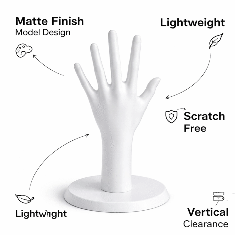 White Mannequin Hand Display Stand for Jewelry, Female Hand Ring Holder, Bracelet Necklace Display, 3D Printed Jewelry Organizer Hand for Shop Counter Dressing Table(White Color) - Image 3