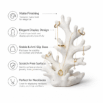 Necklace Display Stand Coral Design | Jewelry Organizer Holder for Rings, Chains & Earrings | Matte Finish Anti-Slip Base Display Stand for Shop, Home & Exhibition (White,Black) - Image 3