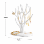 Necklace Display Stand Tree Design | Jewelry Organizer Holder for Chains, Rings & Earrings | Matte Finish Anti-Slip Base Display Stand for Shop, Home & Exhibition (White) - Image 2
