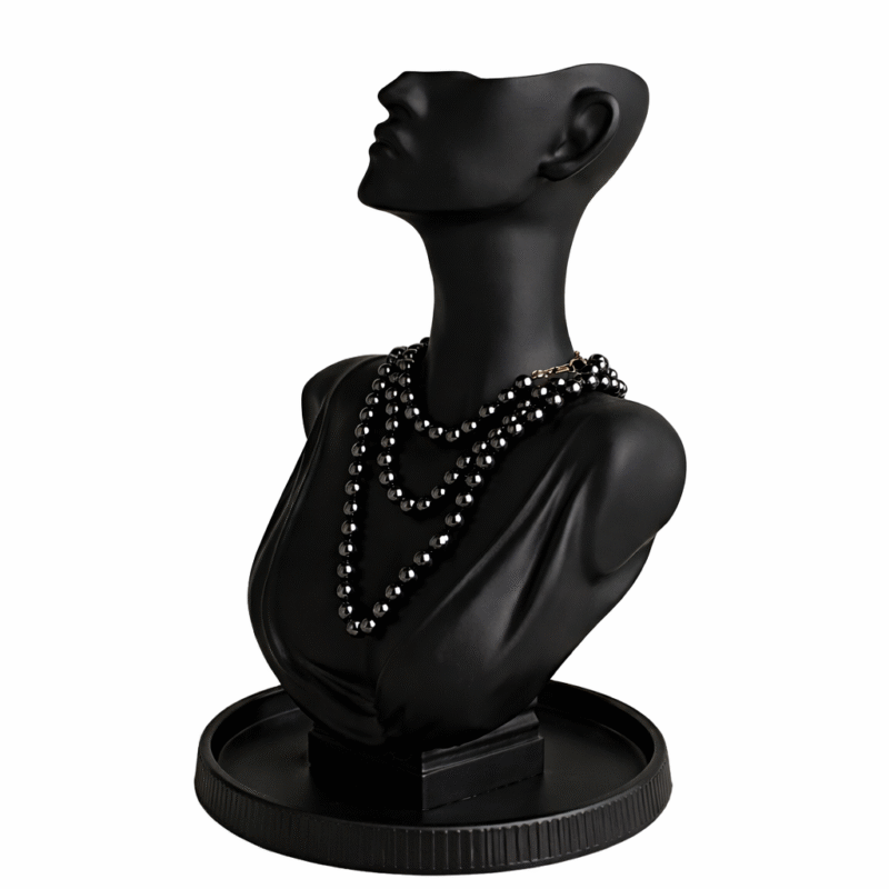 Premium Black Necklace Display Bust Stand | 3D Printed Jewellery Mannequin Holder | Durable Lightweight Plastic Necklace Display for Shop, Home, Exhibition & Dressing Table(Black Color) - Image 3
