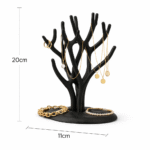 Premium Tree Design Necklace Display Stand | 3D Printed Jewellery Organizer for Necklaces Rings Bracelets | Durable Lightweight Plastic Holder | Space Saving Display for Home, Shop & Exhibition(Black Color) - Image 2