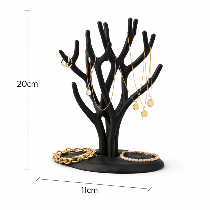 Premium Tree Design Necklace Display Stand | 3D Printed Jewellery Organizer for Necklaces Rings Bracelets | Durable Lightweight Plastic Holder | Space Saving Display for Home, Shop & Exhibition(Black Color) - Image 2