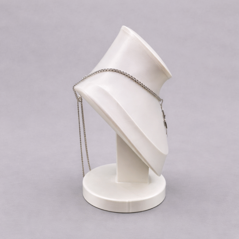 Premium White Necklace Jewellery Stand with Round Base | 3D Printed Display Bust Holder | Lightweight Durable Plastic Organizer | Space Saving Jewelry Display for Home, Shop & Exhibition(White Color) - Image 3