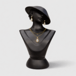 Mannequin Stand Matte Black Necklace Pendant Chain Earring Holder Display Organizer for Home Shop Counter(Black Color)