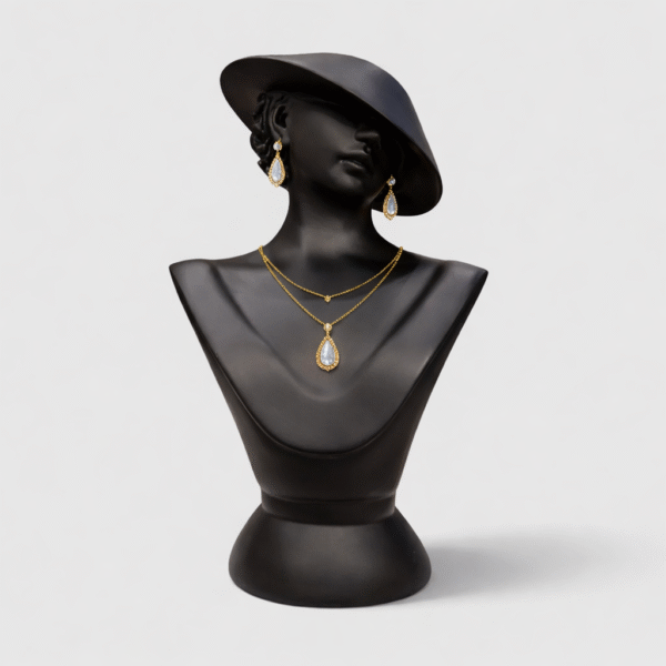 Mannequin Stand Matte Black Necklace Pendant Chain Earring Holder Display Organizer for Home Shop Counter(Black Color)
