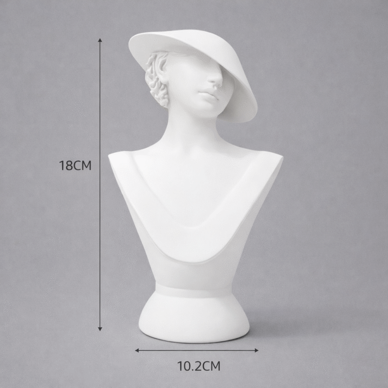 Mannequin Stand Matte White Necklace Pendant Chain Earring Holder Display Organizer for Home Shop Counter(White Color) - Image 4