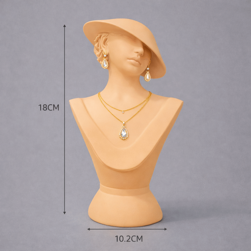 Mannequin Stand Matte Skin Necklace Pendant Chain Earring Holder Display Organizer for Home Shop Counter(Skin Color) - Image 4