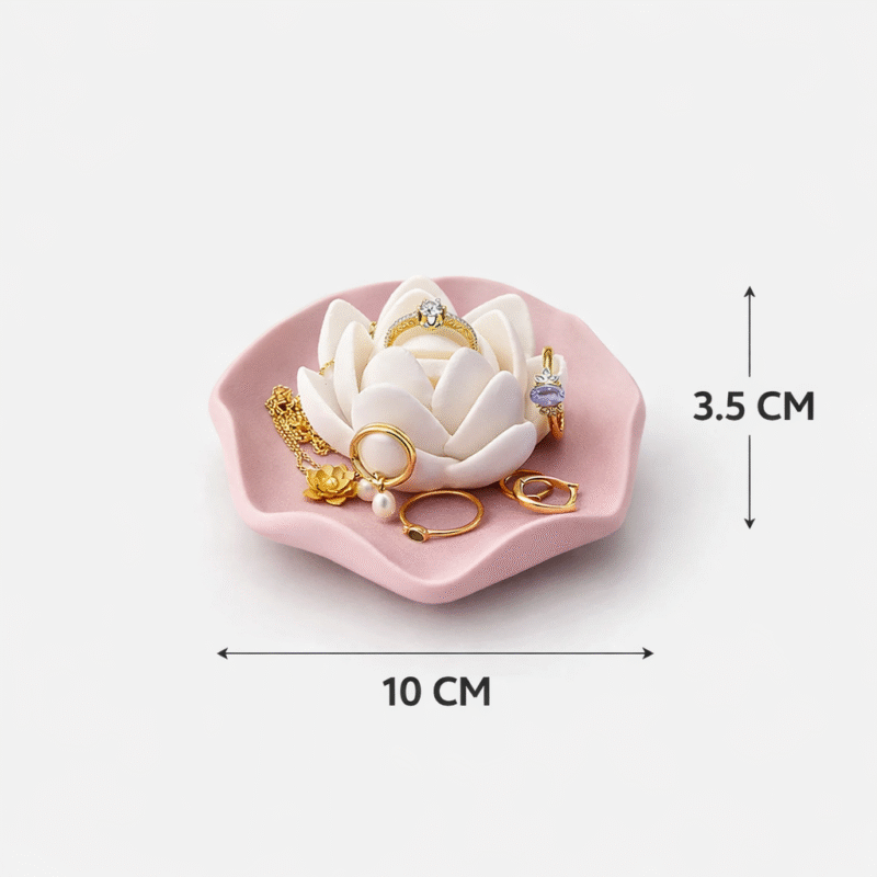 Premium Lotus Ring & Jewelry Holder Tray | Matte 3D Printed Organizer for Rings, Chains & Earrings | Elegant Space Saving Display for Dressing Table, Home Decor & Gift (Pink & White) - Image 4