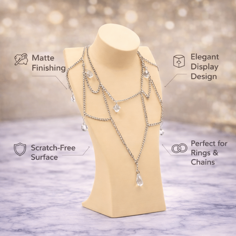 Premium Necklace Display Bust Stand – 3D Printed Jewelry Holder for Dressing Table, Shop & Exhibition Use, Lightweight Durable Plastic Neck Stand, Space Saving Organizer for Chains & Accessories(Skin Color) - Image 4