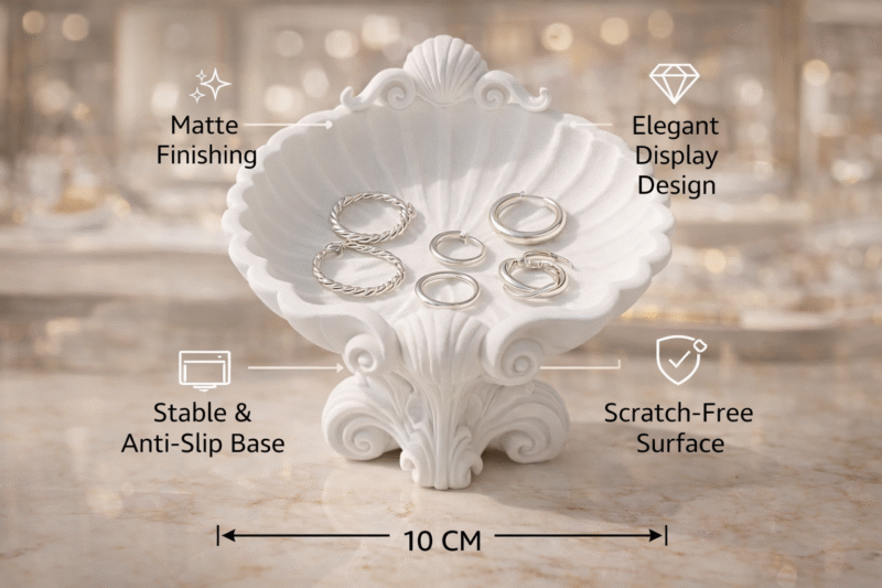 Premium Coastal Shell Jewelry Dish – 3D Printed Ring Holder Tray for Earrings, Rings & Chains – Matte Finish, Durable & Lightweight Organizer for Dressing Table, Home Decor & Gift Use - Image 4