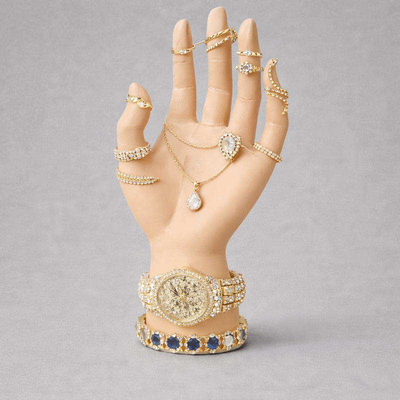 Premium Jewelry Display Hand Stand Matte Finish | 3D Printed Durable Plastic Holder for Rings Chains Bracelets Watches | Elegant Decor for Dressing Table Exhibition Gift Use(Skin Color) - Image 4