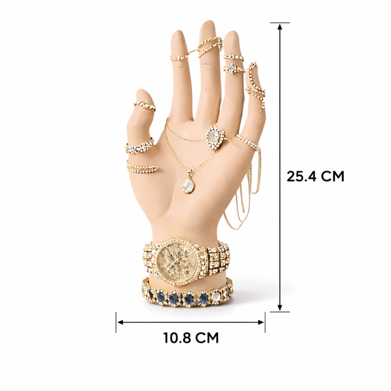 Premium Jewelry Display Hand Stand Matte Finish | 3D Printed Durable Plastic Holder for Rings Chains Bracelets Watches | Elegant Decor for Dressing Table Exhibition Gift Use(Skin Color) - Image 3