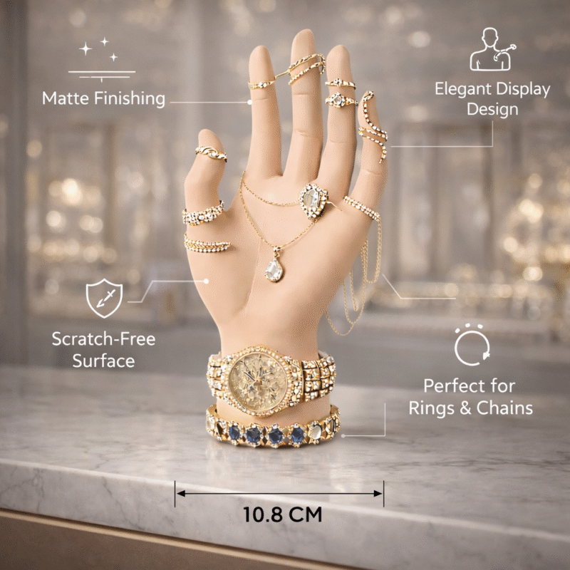 Premium Jewelry Display Hand Stand Matte Finish | 3D Printed Durable Plastic Holder for Rings Chains Bracelets Watches | Elegant Decor for Dressing Table Exhibition Gift Use(Skin Color) - Image 2