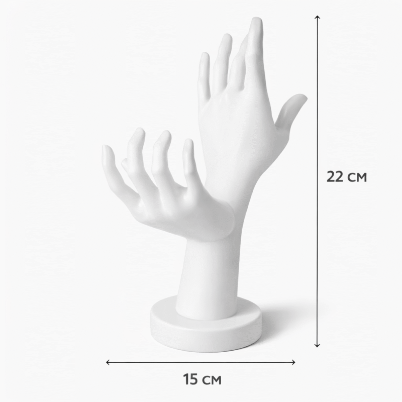 Elegant Dual-Hand Jewelry Holder Stand | 3D Printed Jewelry Organizer for Rings, Earrings & Chains | Premium Matte Finish Display for Dressing Table, Home Decor & Jewelry Shop Use - Image 2