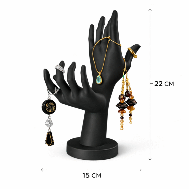 Elegant Dual-Hand Jewelry Holder Stand | 3D Printed Jewelry Organizer for Rings, Earrings & Chains | Premium Matte Finish Display for Dressing Table, Home Decor & Jewelry Shop Use - Image 2