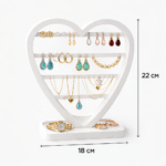 Heart Shape Earring Display Stand | 3D Printed Matte Finish Jewelry Organizer | Space Saving Necklace & Earring Holder for Dressing Table | Lightweight Durable Eco-Friendly Rack (White) - Image 2