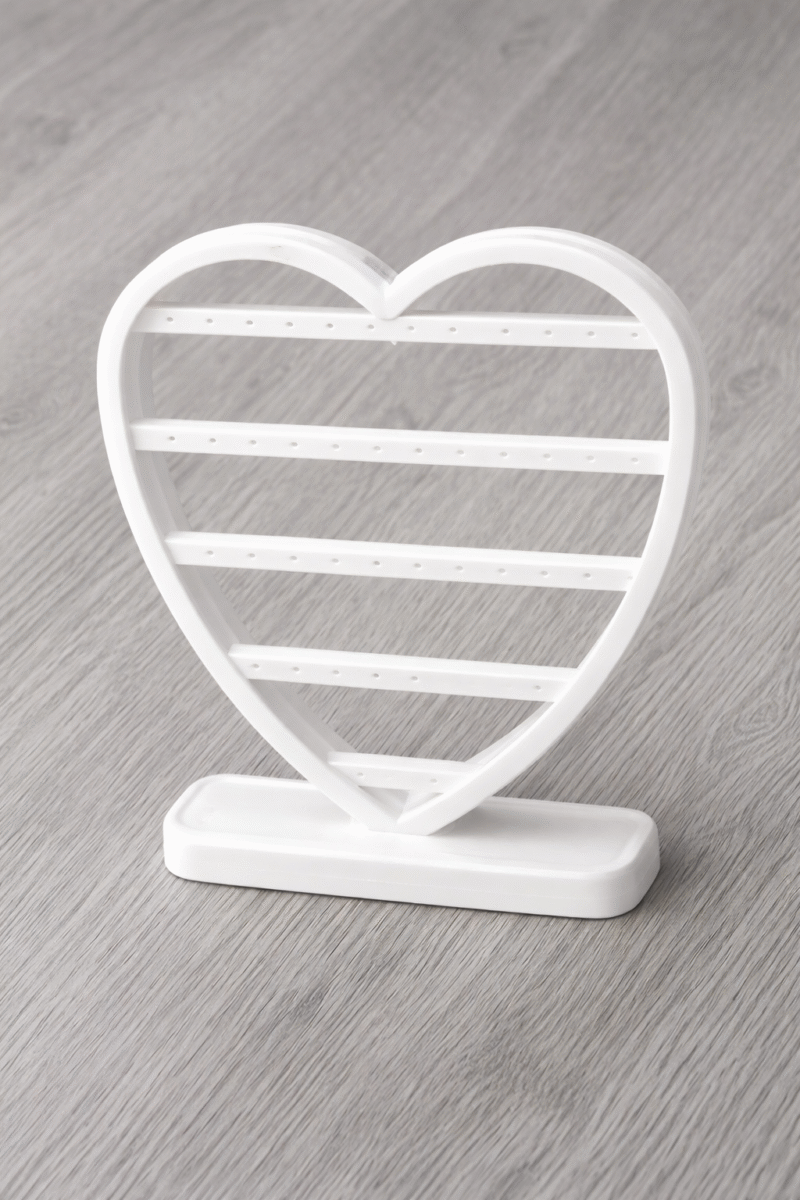 Heart Shape Earring Display Stand | 3D Printed Matte Finish Jewelry Organizer | Space Saving Necklace & Earring Holder for Dressing Table | Lightweight Durable Eco-Friendly Rack (White) - Image 3