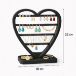 Heart Shape Earring Display Stand | 3D Printed Matte Finish Jewelry Organizer | Space Saving Necklace & Earring Holder for Dressing Table | Lightweight Durable Eco-Friendly Rack (Black) - Image 2