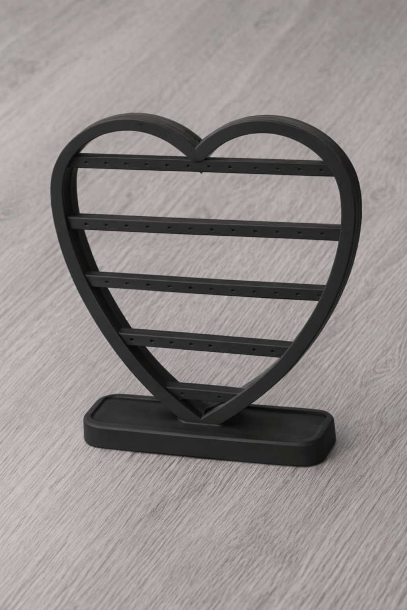 Heart Shape Earring Display Stand | 3D Printed Matte Finish Jewelry Organizer | Space Saving Necklace & Earring Holder for Dressing Table | Lightweight Durable Eco-Friendly Rack (Black) - Image 3