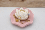 Premium Lotus Ring & Jewelry Holder Tray | Matte 3D Printed Organizer for Rings, Chains & Earrings | Elegant Space Saving Display for Dressing Table, Home Decor & Gift (Pink & White) - Image 3