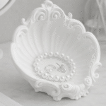 Baroque Shell Jewelry Dish Organizer | Premium 3D Printed Vanity Tray | Decorative Ring Holder for Dressing Table | Lightweight Durable Jewelry Stand for Home Decor & Gift(White Color)