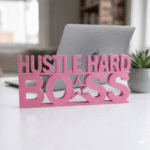 Hustle Hard Boss 3D Printed Desk Sign for Office, Employee Gift, Corporate Welcome Kit - Image 3