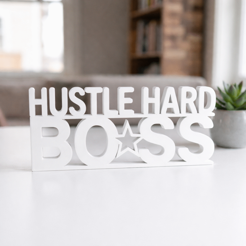 Hustle Hard Boss 3D Printed Desk Sign for Office, Employee Gift, Corporate Welcome Kit - Image 6