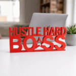 Hustle Hard Boss 3D Printed Desk Sign for Office, Employee Gift, Corporate Welcome Kit - Image 7