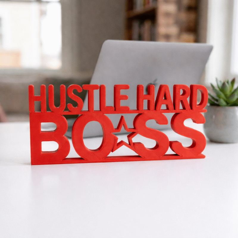 Hustle Hard Boss 3D Printed Desk Sign for Office, Employee Gift, Corporate Welcome Kit - Image 7
