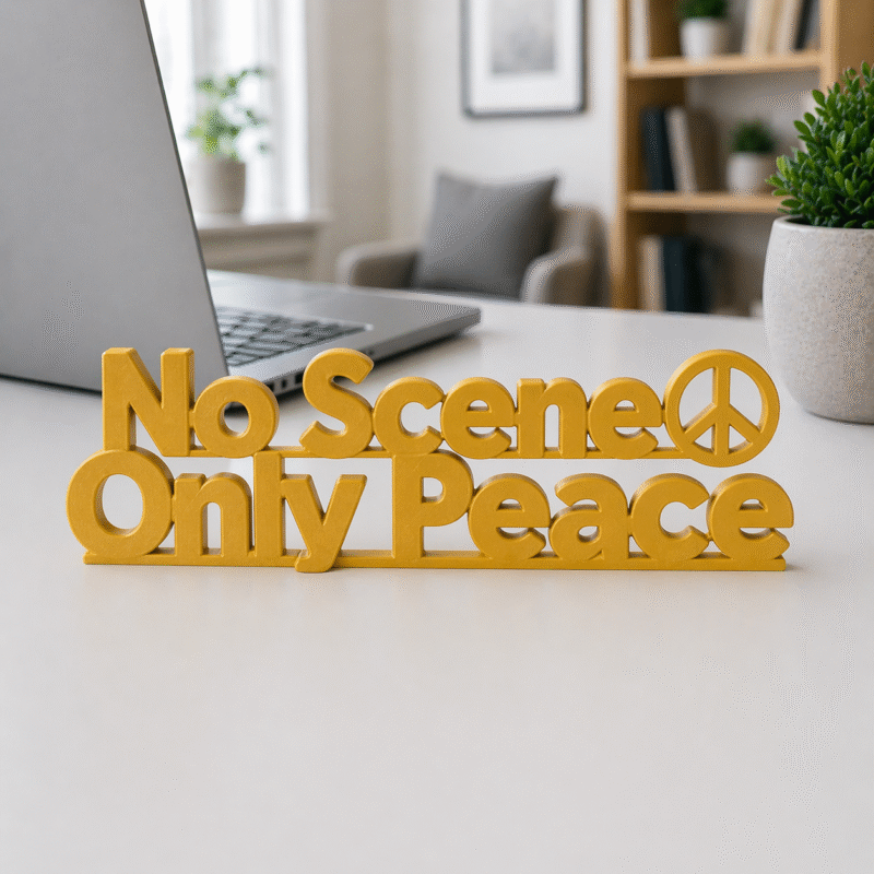 No Scene Only Peace 3D Printed Desk Sign - Image 3