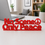 No Scene Only Peace 3D Printed Desk Sign - Image 4