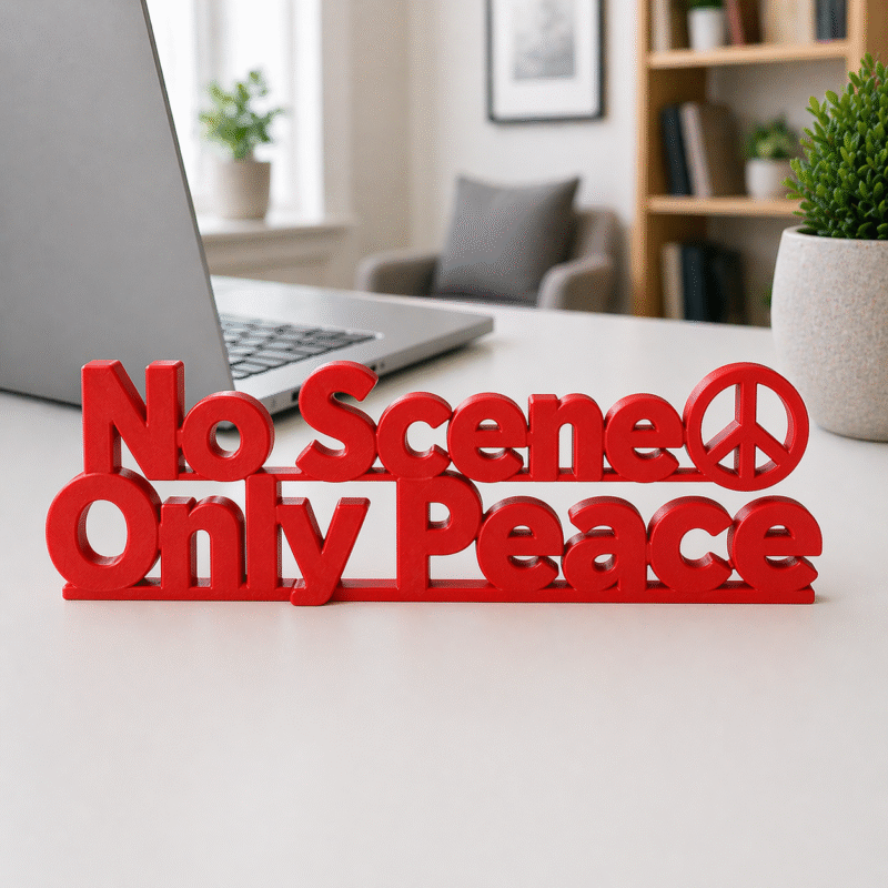No Scene Only Peace 3D Printed Desk Sign - Image 4