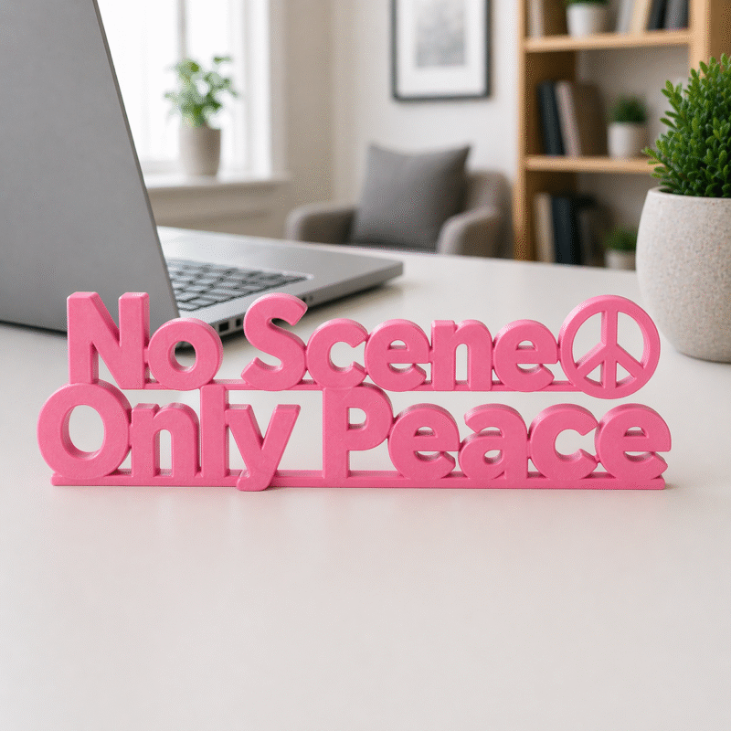 No Scene Only Peace 3D Printed Desk Sign - Image 5