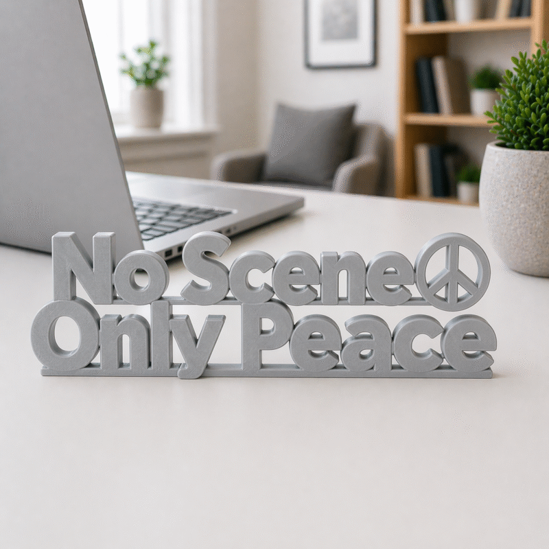 No Scene Only Peace 3D Printed Desk Sign - Image 6