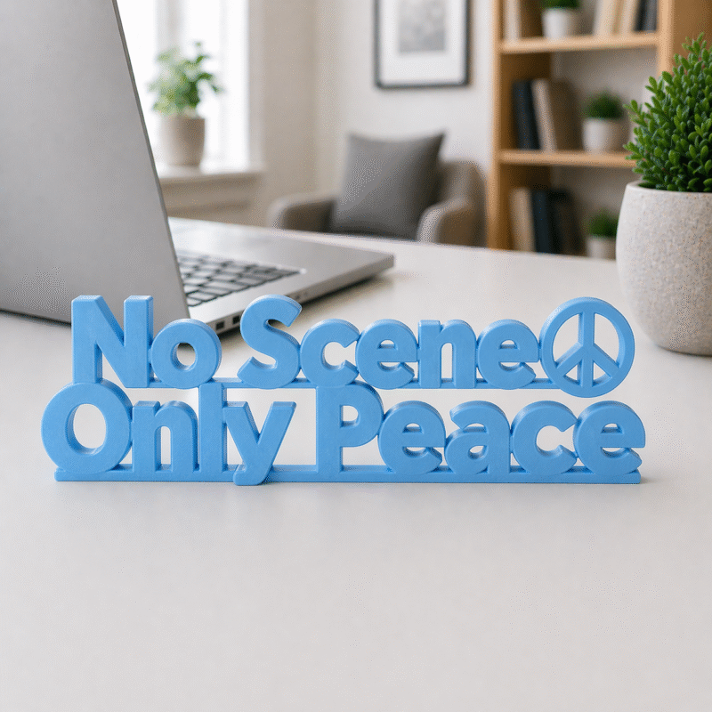 No Scene Only Peace 3D Printed Desk Sign - Image 7